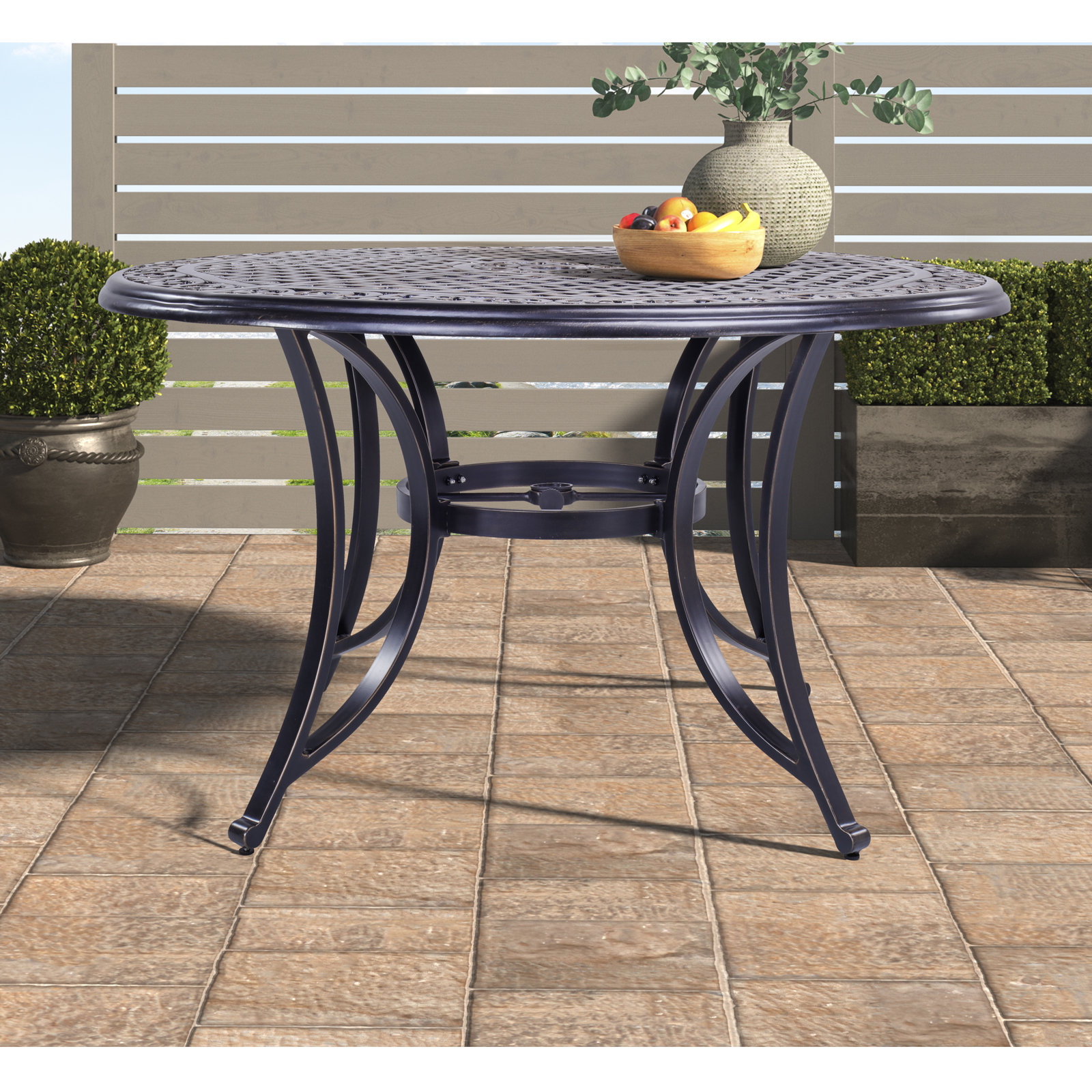 Red Barrel Studio® 48" Round Patio Dining Table With Umbrella Hole